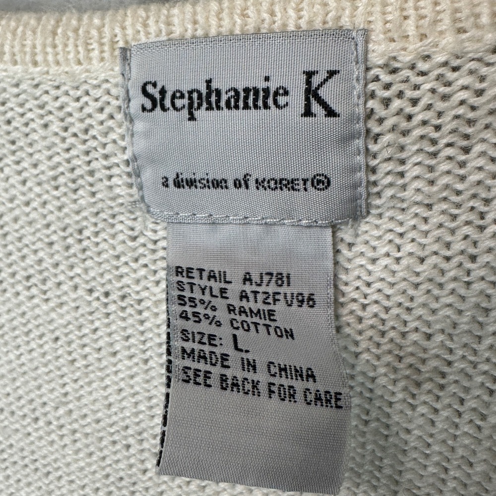 Vintage Stephanie K Knit Floral Sweater Vest Sz L Grandmacore Cottagecore Retro - Picture 4 of 7